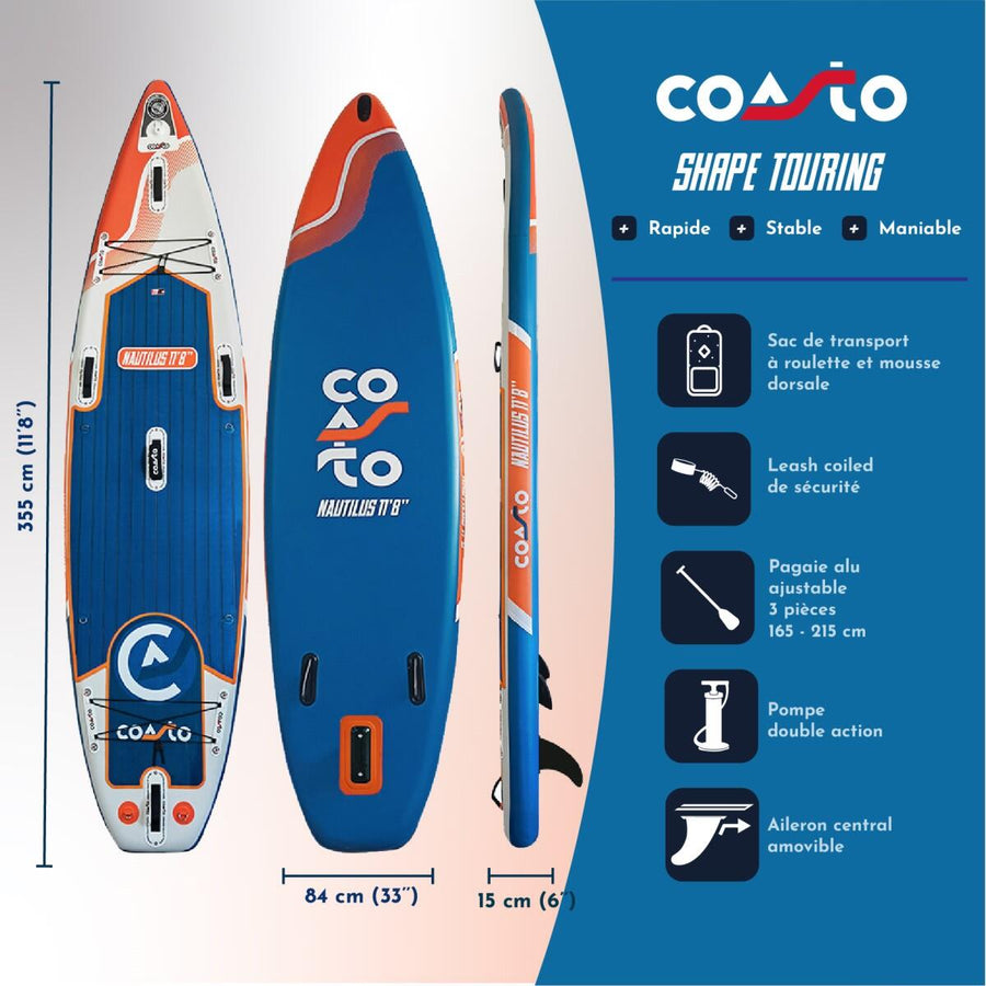 SUP Board Set - Coasto Nautilus 11'8 - met accessoires