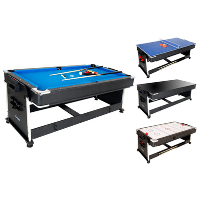 4-in-1 multifunctionele speeltafel - Thunder Crush 7FT - Pool / airhockey / pingpong / eettafel - 203 x 112 x 82 cm