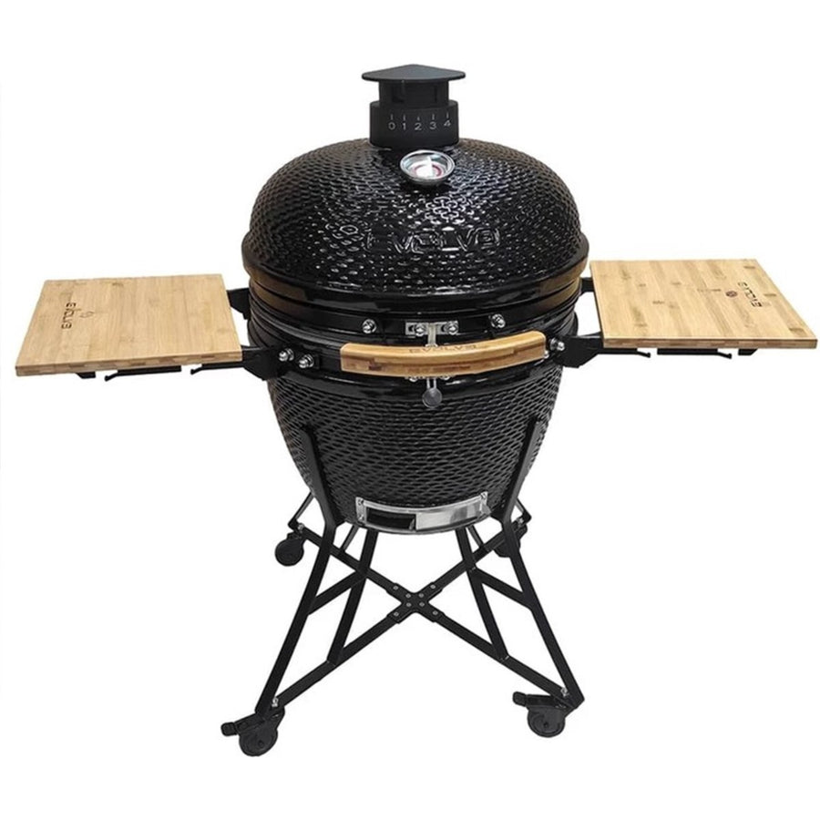 Kamado Barbecue XXL - Evolve Advanced 61 cm - inclusief accessoires - houten opzettafels