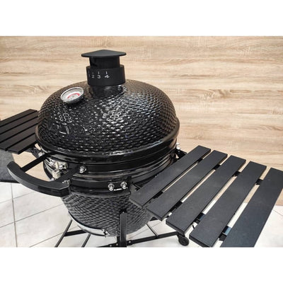 Kamado Barbecue XXL - Evolve Advanced 61 cm - inclusief accessoires - zwarte opzettafels