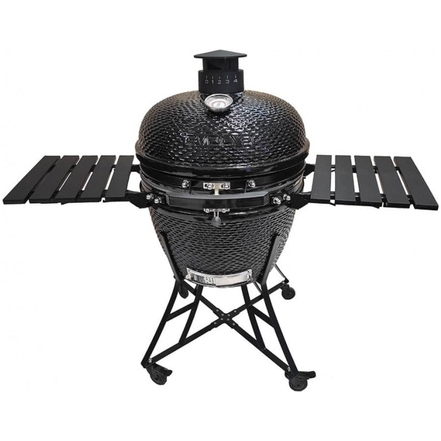 Kamado Barbecue XXL - Evolve Advanced 61 cm - accessoires inclus - tables supérieures noires