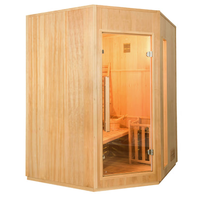 Sauna vapeur finlandais pour 3/4 personnes - France Sauna Zen 3C Sauna d'angle