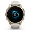 Garmin Fenix 8 Sapphire - 43 mm / AMOLED -  Soft Gold met Fog grey/dark sandstone siliconen band - Premium multisport horloge