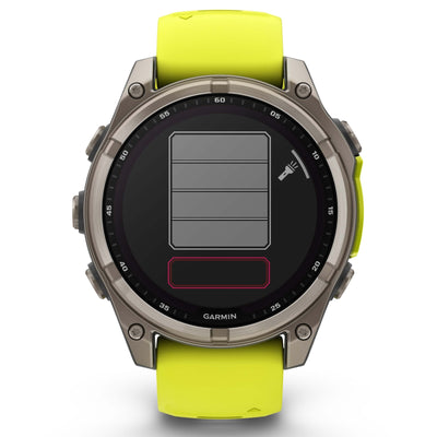 Garmin Fenix ​​​​8 Sapphire Solar - 47 mm &amp; 51 mm - Titane avec bracelet en silicone Amp Yellow/graphite - Montre multisport premium