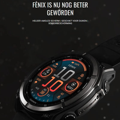 Garmin Fenix 8 Sapphire - 47 mm & 51 mm / AMOLED - Titanium met Spark orange siliconen band - Premium multisport horloge