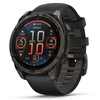 Garmin Fenix 8 Sapphire - 47 mm / AMOLED - Carbon grey DLC-titanium met zwarte siliconen band - Premium multisport horloge