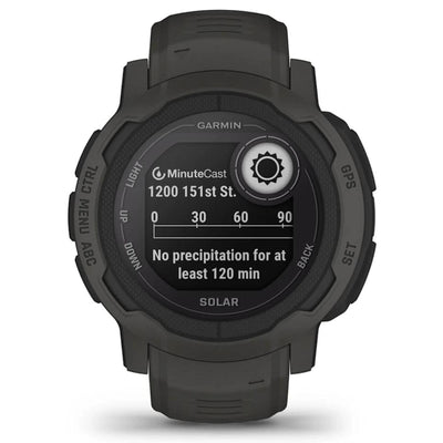 Garmin Instinct 2 Solar Schwarz / Graphit – 45 mm – Robuste Smartwatch für Multisport- und solarbetriebene Abenteuer