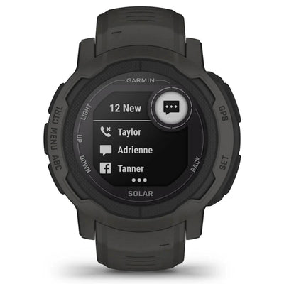 Garmin Instinct 2 Solar Noir / Graphite - 45 mm - Montre intelligente robuste pour les aventures multisports et à énergie solaire