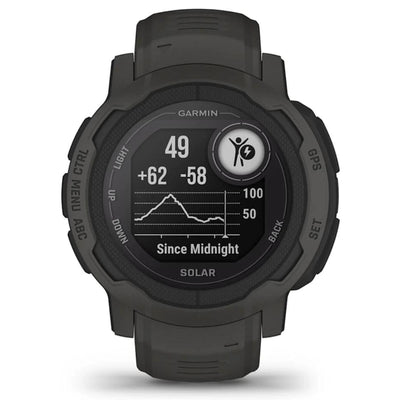 Garmin Instinct 2 Solar Schwarz / Graphit – 45 mm – Robuste Smartwatch für Multisport- und solarbetriebene Abenteuer