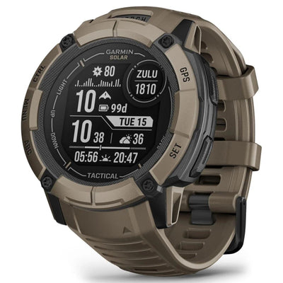 Garmin Instinct 2X Solar Tactical Edition Coyote Tan / Bruin - 50 mm - Robuuste tactische smartwatch voor multisport & avontuur op zonne-energie