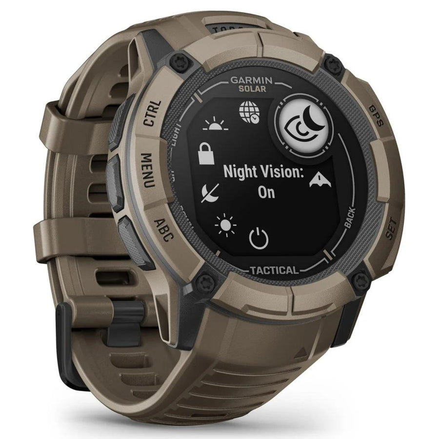 Garmin Instinct 2X Solar Tactical Edition Coyote Tan / Bruin - 50 mm - Robuuste tactische smartwatch voor multisport & avontuur op zonne-energie