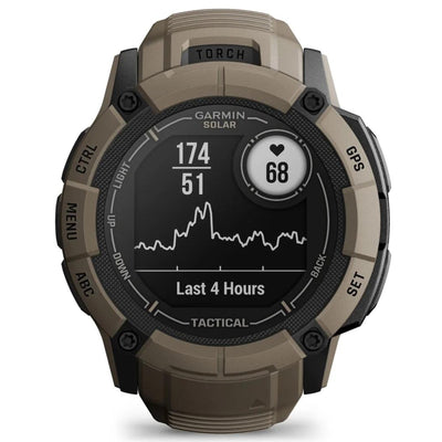 Garmin Instinct 2X Solar Tactical Edition Coyote Tan / Brown - 50 mm - Montre intelligente tactique robuste pour les aventures multisports et alimentées à l'énergie solaire