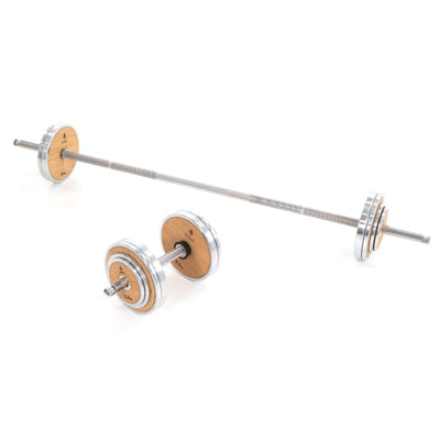 NOHRD Weight Plate Tower Kersen - Set met Gungnir Dumbbells & Barbell - Kersenhout