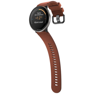 Polar Ignite 3 Titanium bruin met leren band - Premium Multisport Horloge S-L