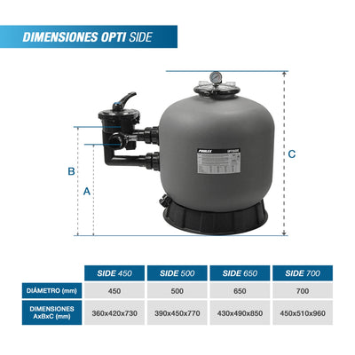 Poolex Opti Side - filtre à sable pour piscine (montage latéral)