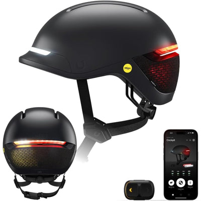 Unit 1 Faro Blackbird (Noir / Medium) - Casque de vélo intelligent avec MIPS et de nombreuses fonctionnalités uniques