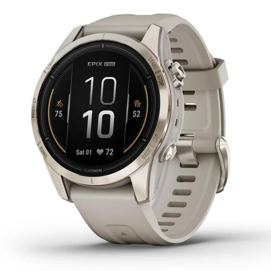 Garmin Epix Pro (G2) 42 mm Sapphire Edition - Soft Gold avec bracelet Light Sand - Montre multisport et extérieur haut de gamme