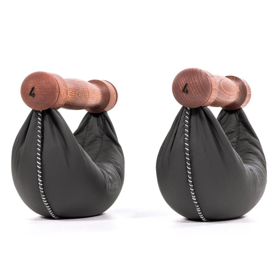 NOHRD SwingBell Tower Set Club - kettlebells avec support de rangement - Chêne teinté et cuir