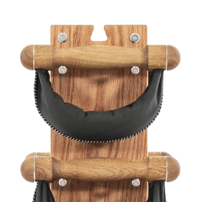 NOHRD SwingBell Tower Set Oak – Kettlebells mit Aufbewahrungsständer – Eichenholz und Leder