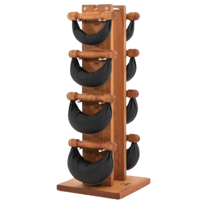 NOHRD SwingBell Toren Set Kersen - kettlebells met opslagrek - Kersenhout en leer