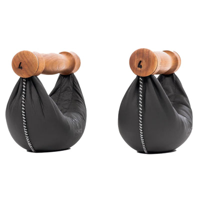 NOHRD Swing Board Set Cherry - Kettlebells avec rangement mural - Bois de cerisier et cuir