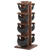 NOHRD SwingBell Tower Set Walnut – Kettlebells mit Aufbewahrungsständer – Walnuss und Leder