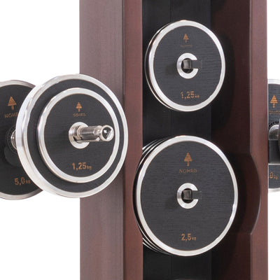 NOHRD Weight Plate Tower Club - Set met Gungnir Dumbbells & Barbell - Gebeist eikenhout