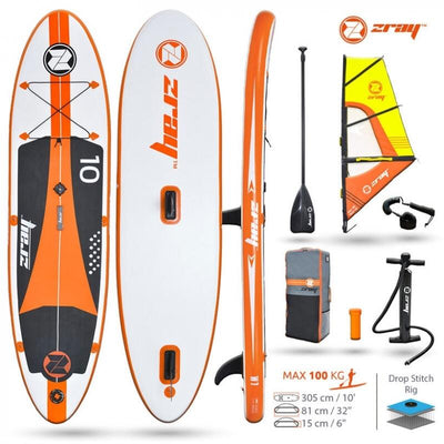 Opblaasbaar windsurf board / SUP board hybride met accessoires - Zray W1 10" - 305 cm