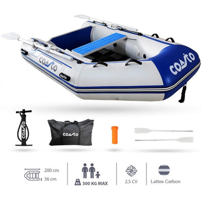 Bateau pneumatique pour 3 personnes - Coasto BT-CSL200C - 200x130