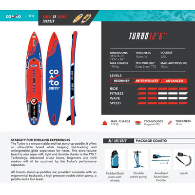 SUP Board Set - Coasto Turbo 12'6 - met accessoires