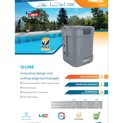 Poolex Q-Line 5 kW Wärmepumpe für Schwimmbäder von